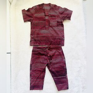Handmade Boys Short Sleeve African Print 2 Piece Set Toddler 2T-3T